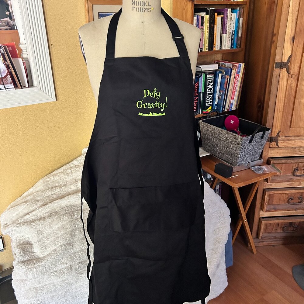 Wicked "Defy Gravity" Embroidered 2-Pocket Bib Unisex Apron (more avail)